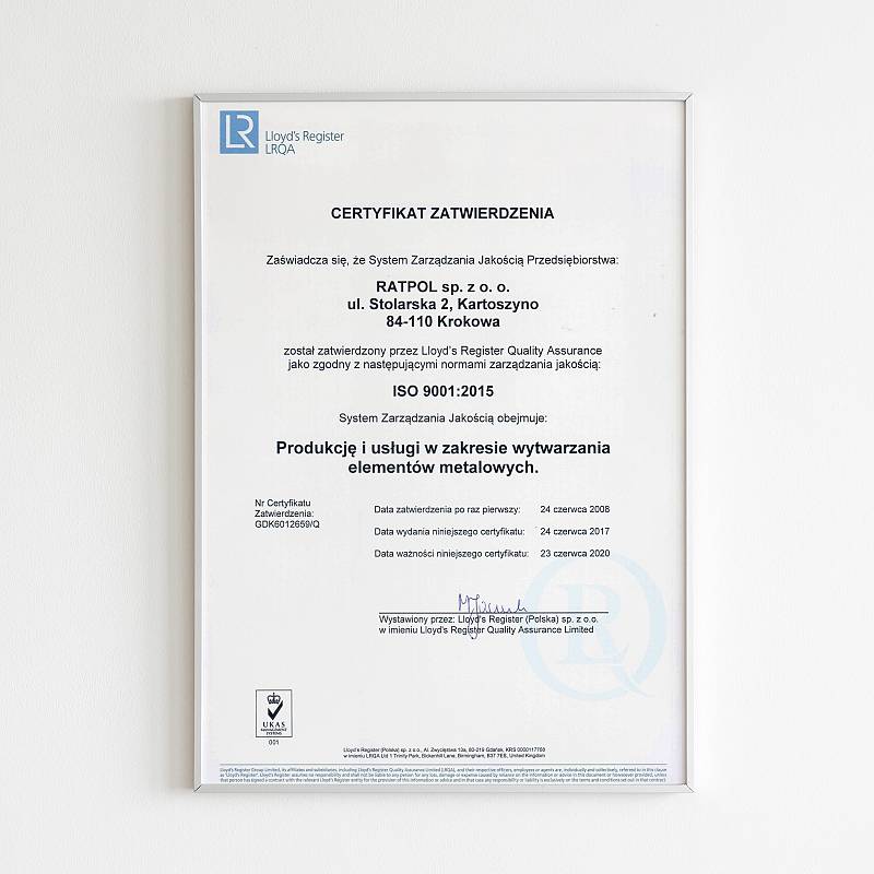 Certyfikat ISO 9001:2015